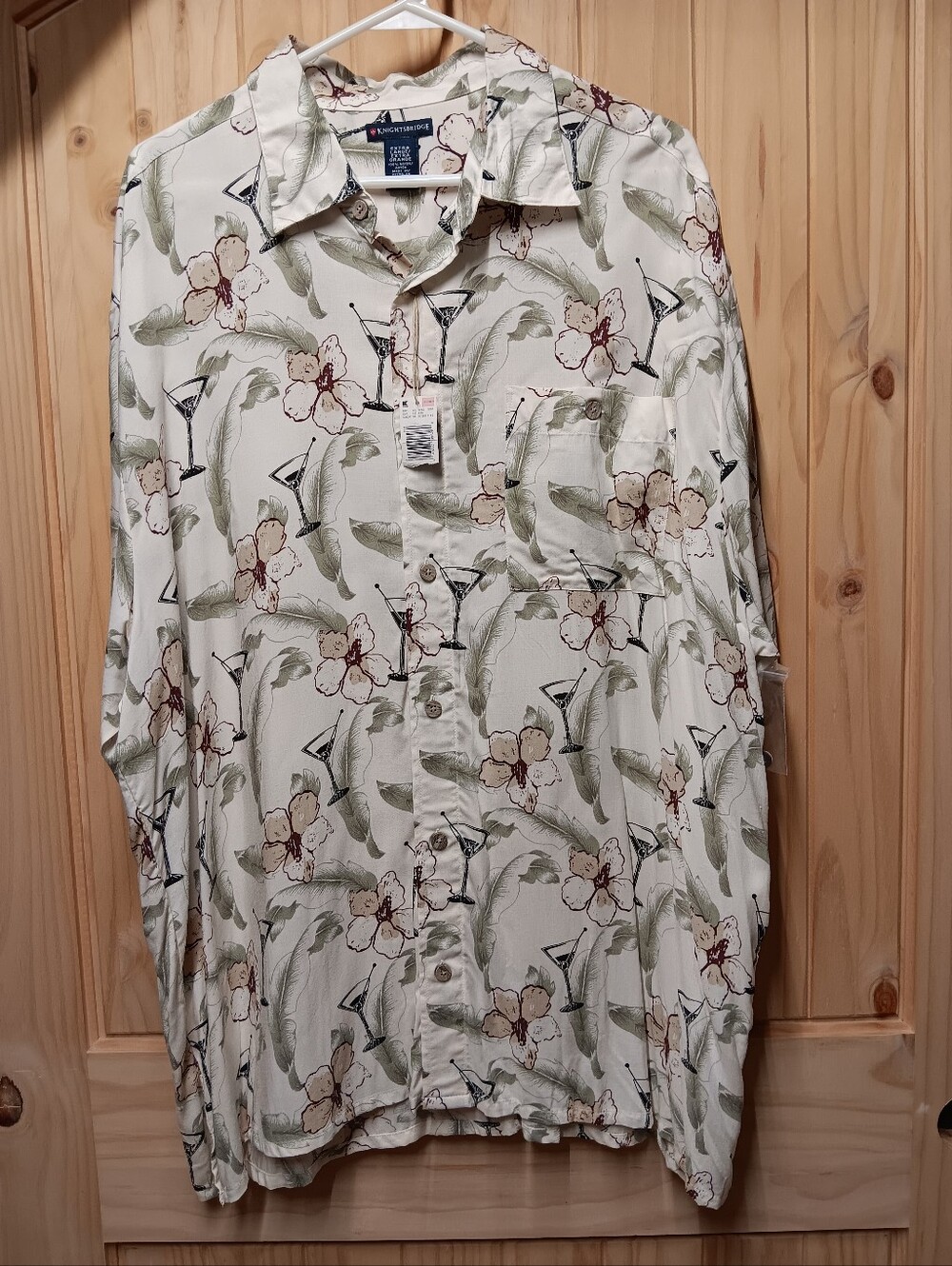 Knightsbridge Men's Cream Floral & Leaf Print Casual Button-Down Shirt